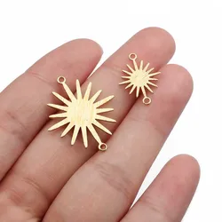 40pcs/lot Raw Brass Sun Flower Brushed Charms Pendant ConnectorFor DIY Necklace Bracelet Jewelry Making Findings Accessories