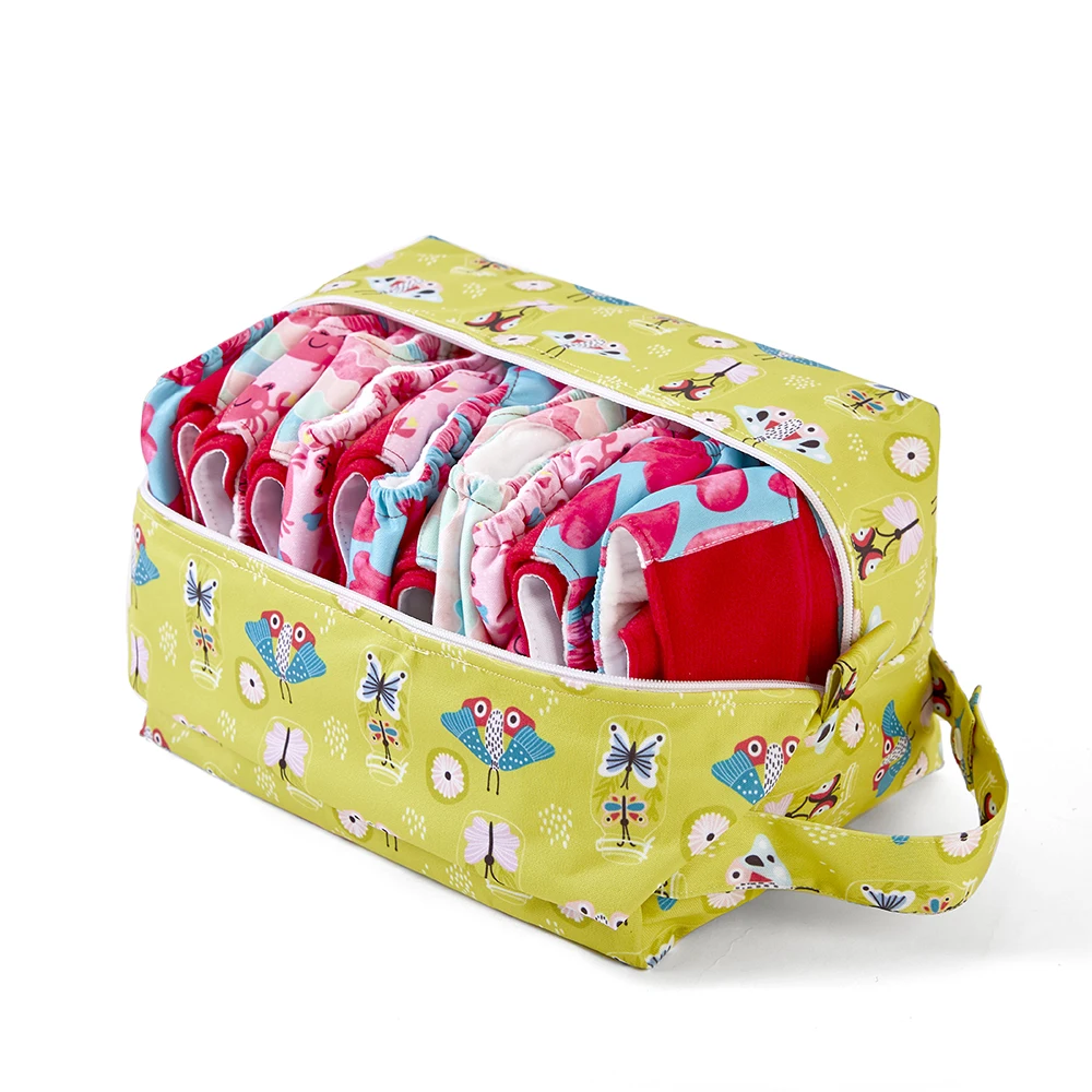 Pentole per pannolini per bambini borsa bagnata pannolino cambio passeggino Organizer appeso borsa per mummia 2 strati impermeabile PUL