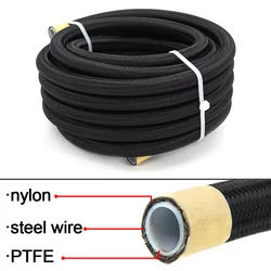 Universal 1M Braided AN6 AN8 AN10 PTFE E85 Fuel Hose Oil Gas Cooler Hose Line Pipe Tube Outside 304 Stainless Steel Braided Insi
