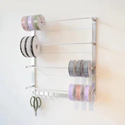 Wall Mount Ribbon Organizer Storage Display Wire Spool Rack Key Holder Sundries Embroidery Sewing Thread Holder Tabletop Spool