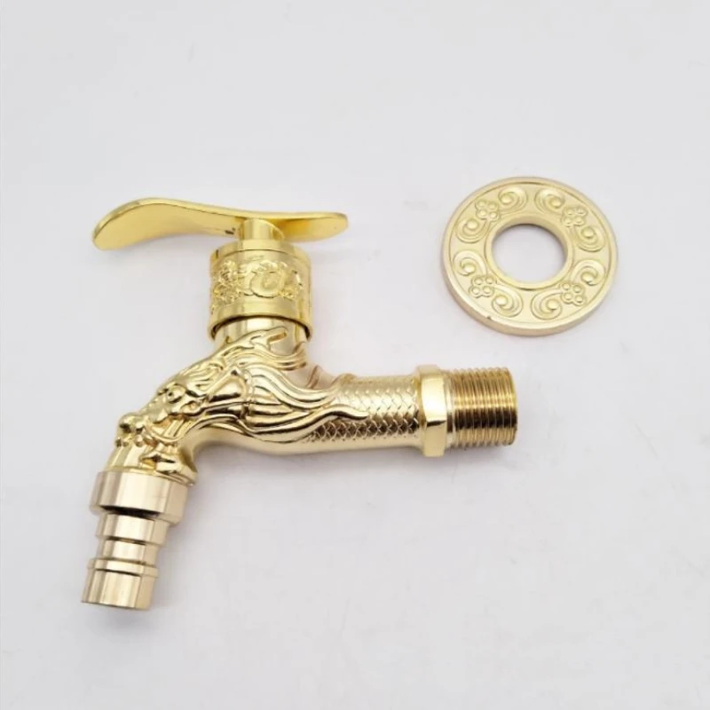 1pc Golden Chinese Dragon Garden Bibcock Washing Machine Faucet Outdoor Faucet for Garden Water Tap