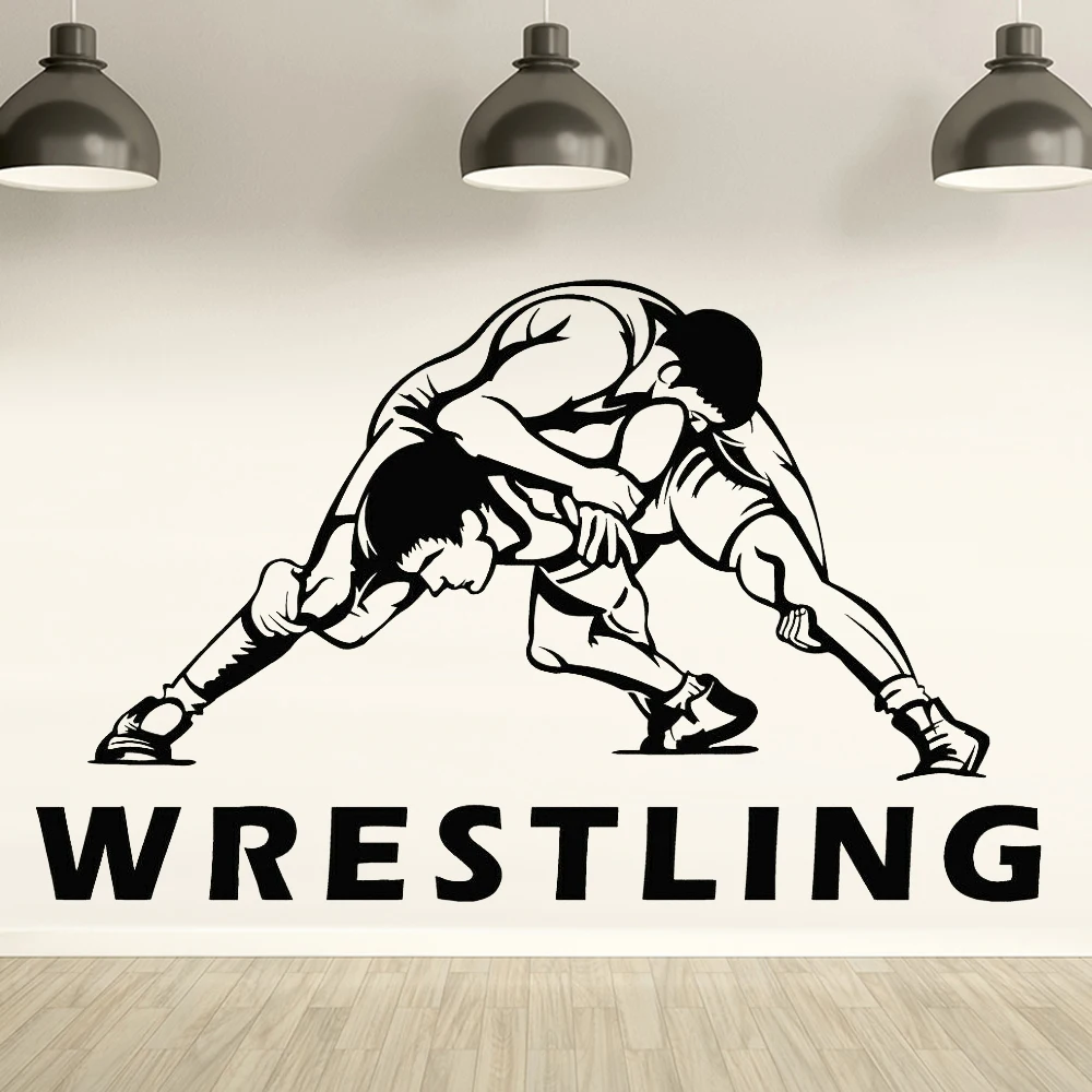 Wrestling Wall Decal Fitness Centre Art Decor Fighters Athletes Combat Sport Vinyl Wall Stickers Man Cave Home Decoration Z183