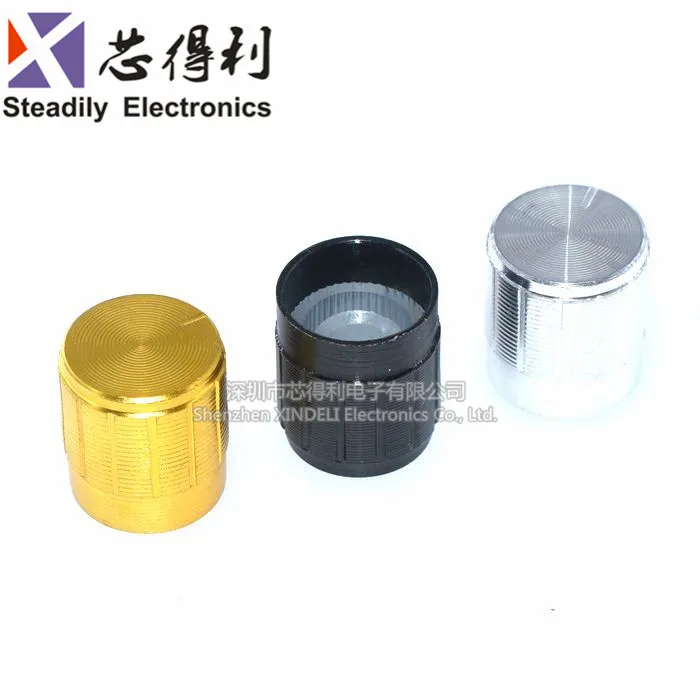 10pcs/lot Aluminum Alloy Knob Cap Adjustable 15*17 Potentiometer Knob 15*17 Rotating Button Aperture 6MM Aluminum Cap