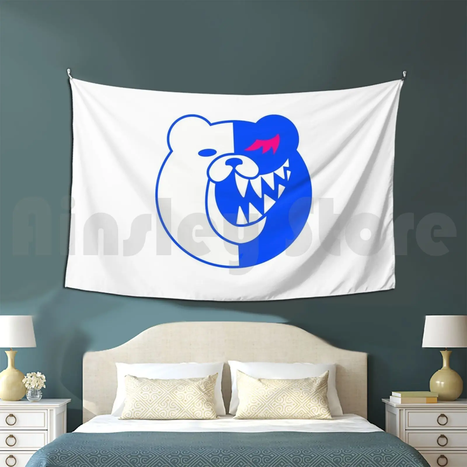 Monokuma Laugh Tapestry Living Room Bedroom Monokuma Danganronpa Bear Scary Anime Cute Laughing Creepy Monobear