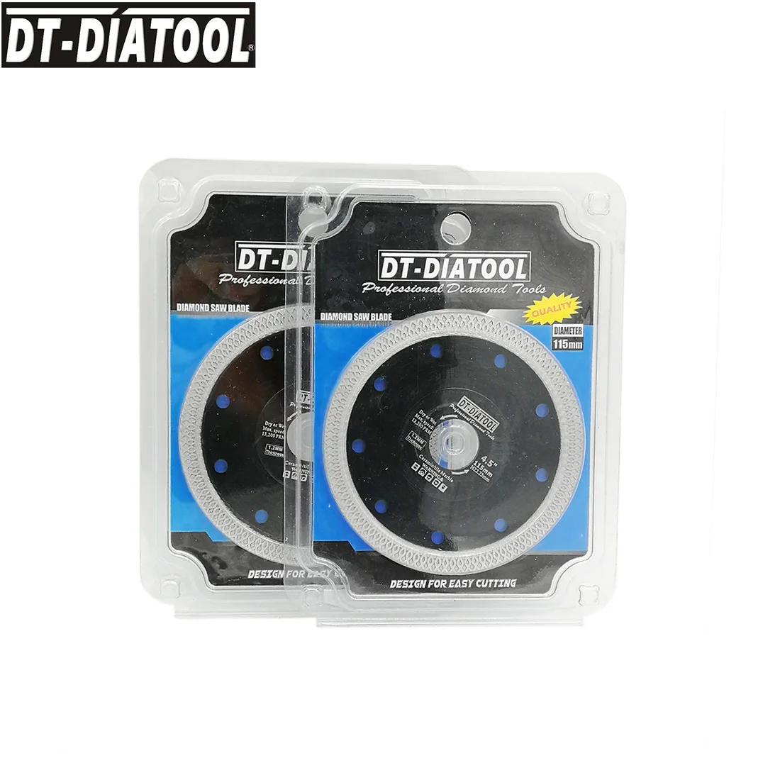 DT-DIATOOL 2pcs Diamond Superthin Saw Blades X Mesh Turbo Rim Segment Cutting Disc 105/115/125 MM for Tile Ceramic Marble Blade