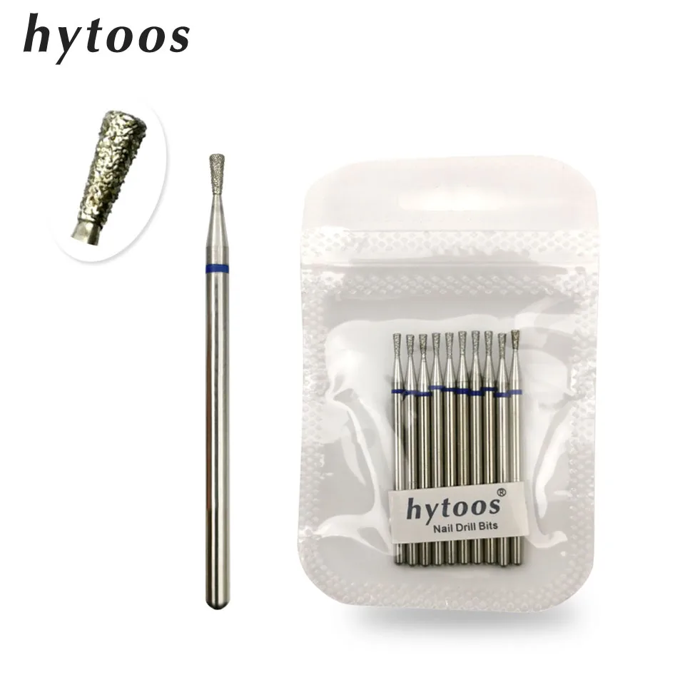 

HYTOOS 10pcs/pack Inverted Cone Russian Bit Cuticle Burr Diamond Nail Drill Bits Manicure Drills Nails Accessories Tools