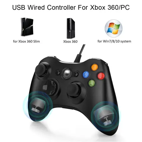 Xbox 360 유선 게임 컨트롤러 Microsoft Xbox 360용 USB 유선 조이스틱 게임 패드, 듀얼 진동 터보가 포함된 PC Windows 7,8,10