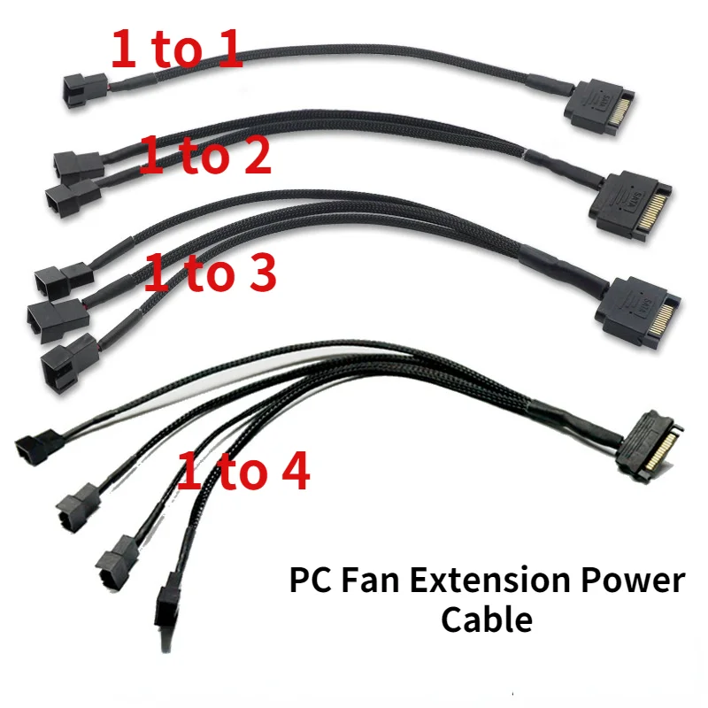 Fan Splitter 4pin Adapter Cable 1 to 1 2 3 4 Computer CPU Fan Splitter PC Fan Extension Power Cable