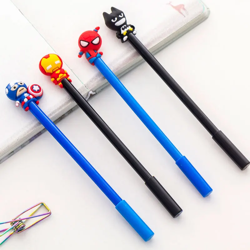 1pc Creative Students Earth Hero Cartoon Neutral Pen 0.5mm Black Pen Students Pen Stationery Wholesale