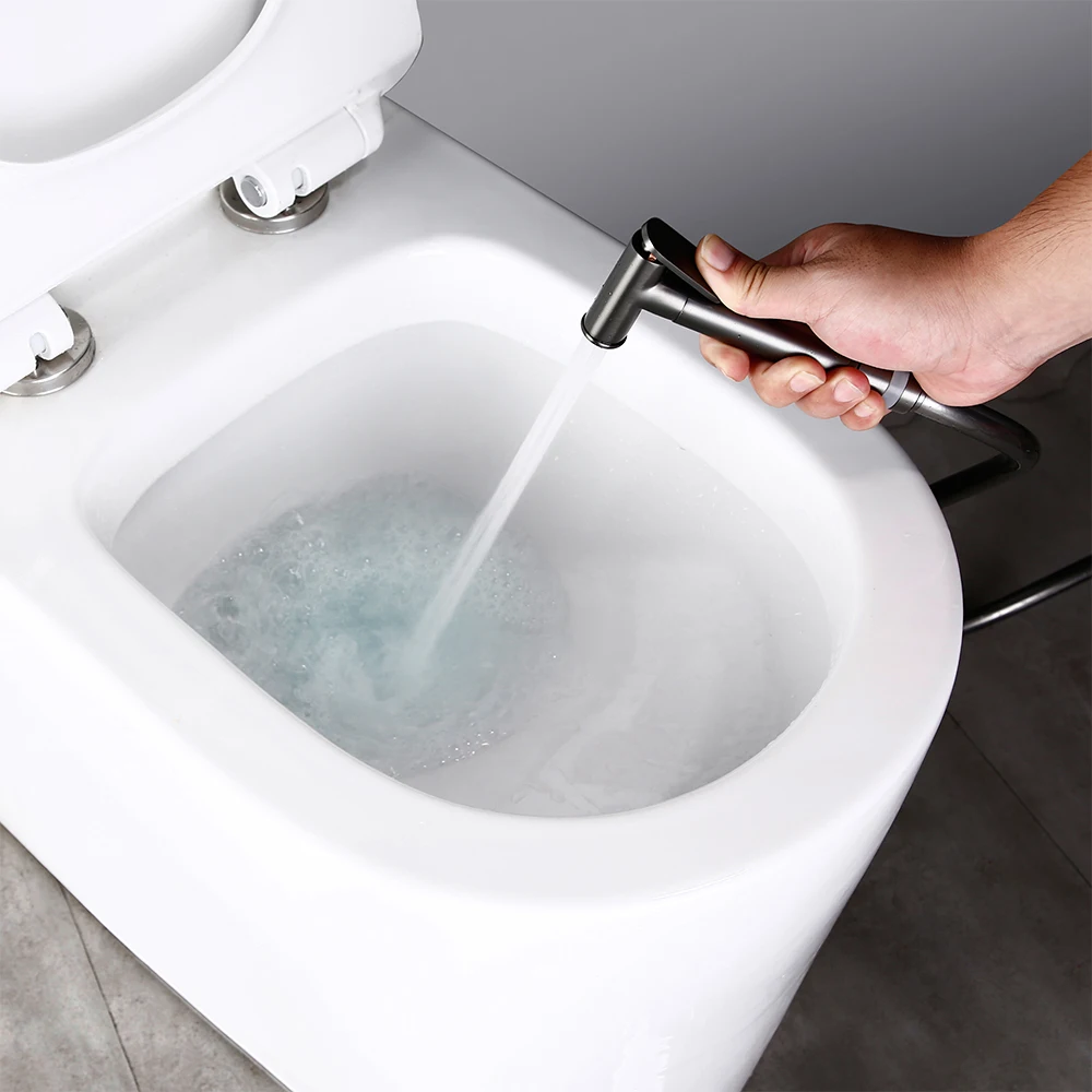 Bagnolux Pistola Grigio Wc Bidet Tenuto In Mano Spruzzatore Kit con Tubo Flessibile e Supporto A Parete Montato Calda e Fredda Tipo Misto rubinetto Del bagno