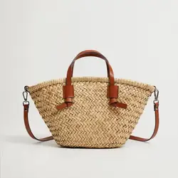 Casual Wicker Woven Basket Bags Rattan Women Handbags Summer Beach Straw Large Capacity Tote Big Shoulder Crossbody Bag 2024