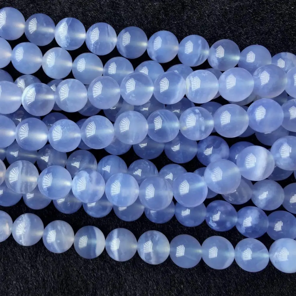 

Natural Genuine High Quality Clear Blue Chalcedony Round Loose Necklaces or Bracelets Beads 15" 06013