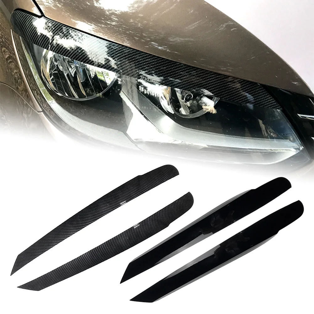 2Pcs/Set Car Front Headlight Eyelid Trim Cover Decoration For Volkswagen Touran 2011 2012 2013 2014 2015 ABS Plastic