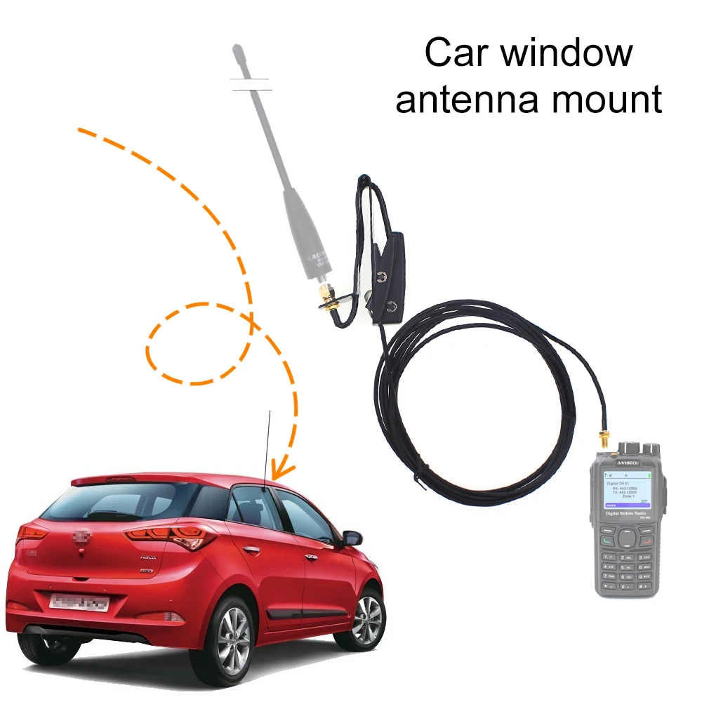 NAGOYA – support de fenêtre RB-CLP/U, Original, Clip RG-174, câble de 3M, connecteur SMA-femelle pour talkie-walkie TYT TH-UV8000D