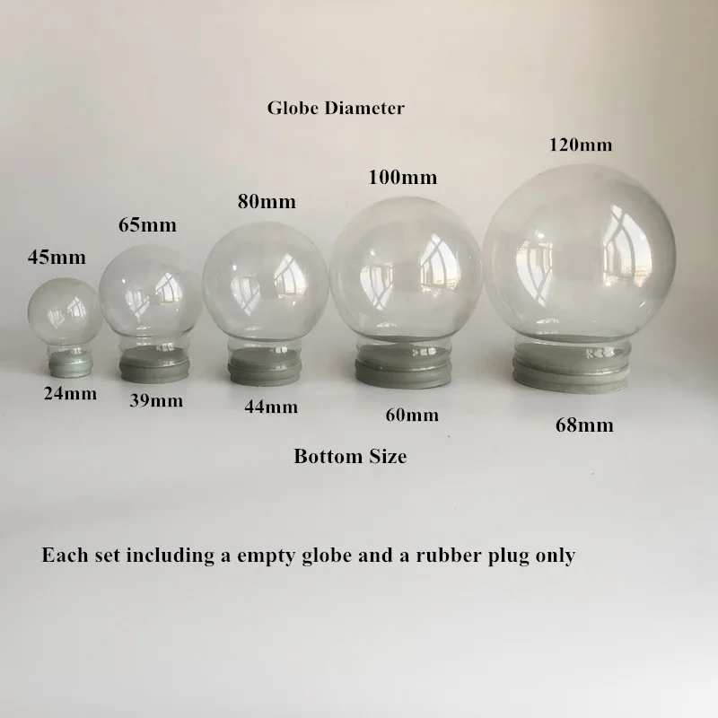 Promotional Gift 45/65/80/100/120 mm Diameter DIY Empty glass snow globe wholesales