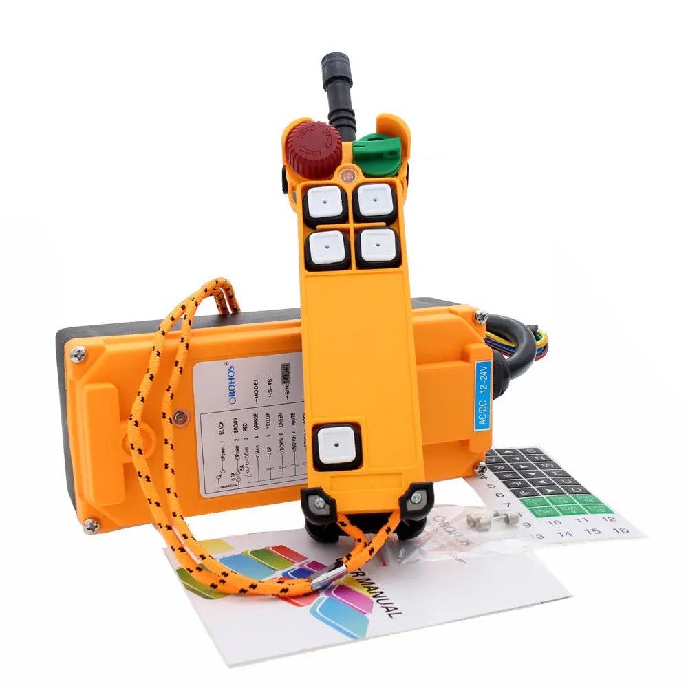 

HS-4S 4 Channel 1 Speed Hoist Crane Truck Radio Remote Control Push Button Switch System with E-Stop