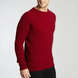 Men's Soft Merino wool Thermal Stitch Crewneck Sweater