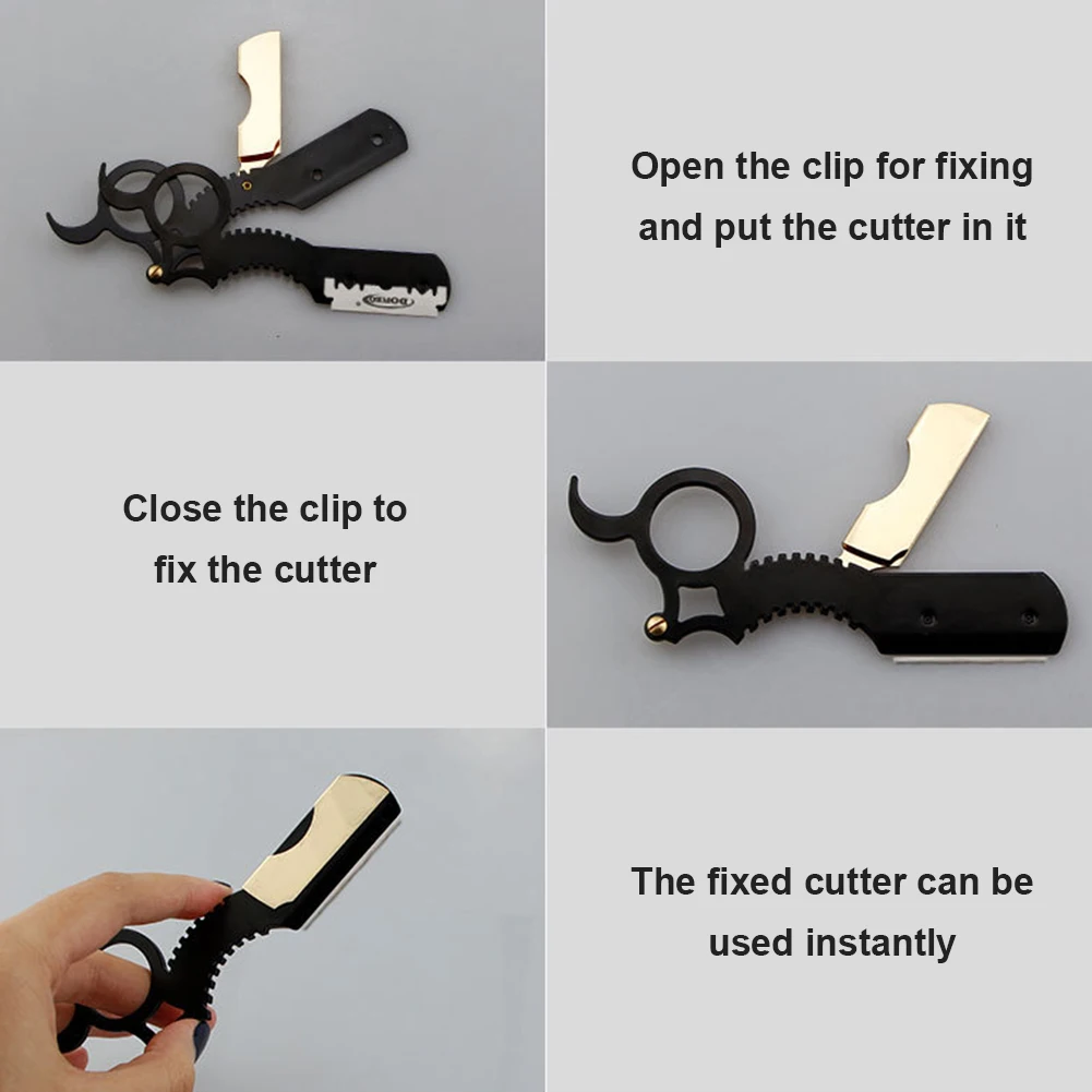 Straight Edge Barber Razor Haircut Beard Eyebrow Shaving Tool Manual Depilation Razor Hairdresser Trimming Blades Replaceable