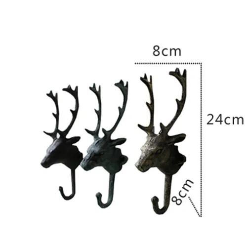 Cast Iron Deer Head Single Wall Hook / Hanger Animal Shaped Coat Hat Hook Heavy Duty, Rustic, Decorative Gift