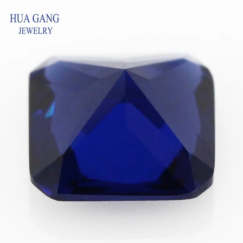 34# Blue Nano Gemsto Square Octangle Shape Princess Cut Synthetic Gems Stone For Jewelry Size 3x3~12x12mm