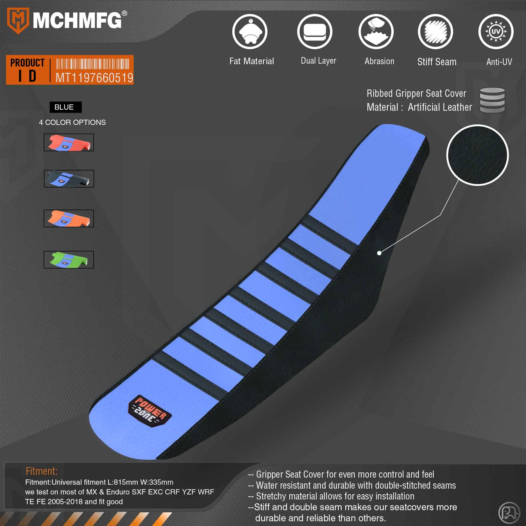 

Резиновый чехол для мотоцикла Pro из искусственной кожи в рубчик, мягкий чехол для сиденья для HONDA YAMAHA SUZUKI KAWASAKI KTM, внедорожный Байк