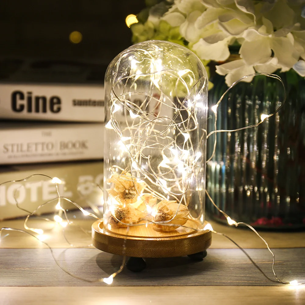 10/20 Led Garland Decorative Light Copper Wire CR2032 Battery 1/2M Christmas Wedding Party Decoration LED String Fairy Lights