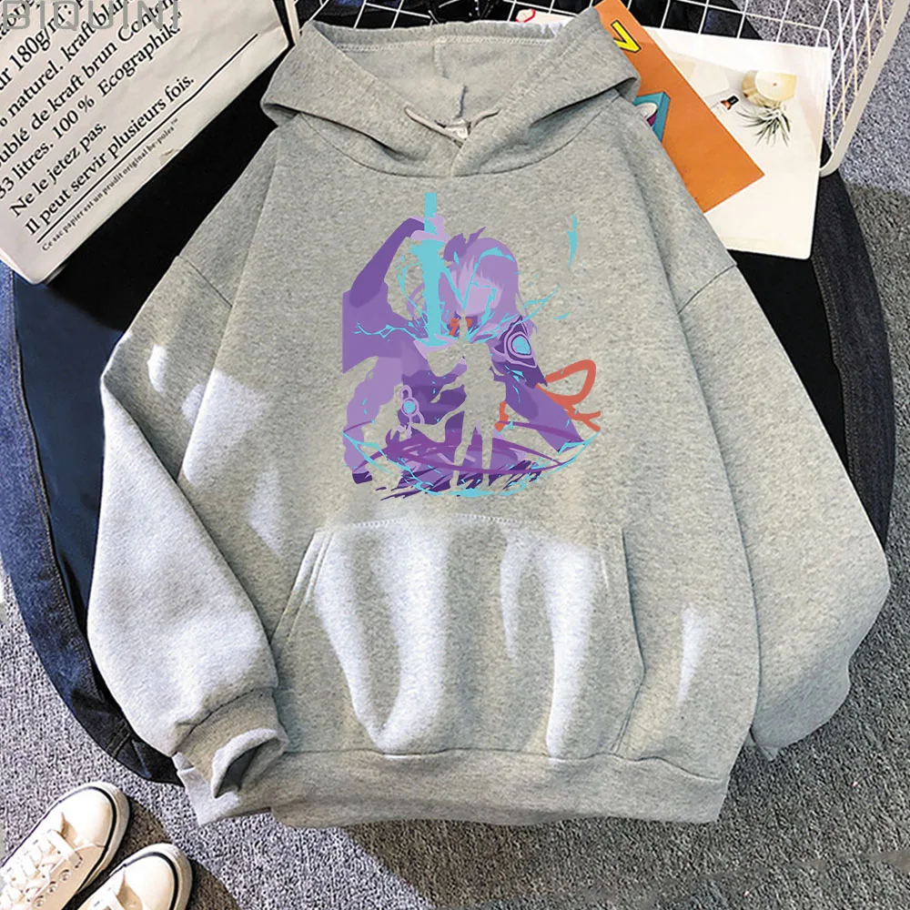 Genshin Impact Hoodie Raiden Shogun Vintage Sweatshirt Women/Men Japanese Streetwear Colors 12 Anime Clothes Graffiti Game Print