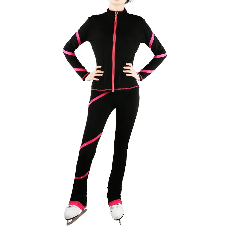 Figure Skating Suits Jacket and Pants Long Trousers for Girl Women Training Practice Ice Sports Warm Gymnastics