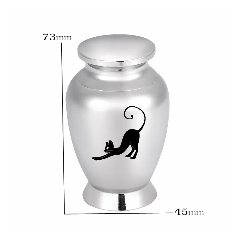 Stainless Steel Pet Cat Urn for Memorial Ashes Keepsake Custom Name&Date