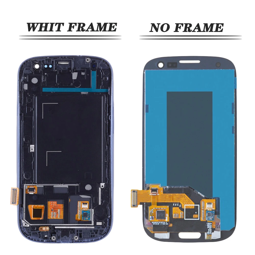 Tela de toque lcd super amoled com quadro para samsung s3, i9300, i9305, i747, i535, t999