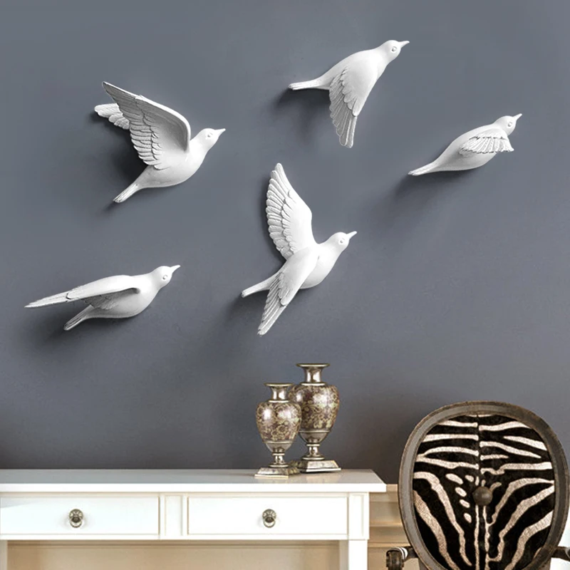 

Creative Flock Bird Statue Wall Hanging Resin Swallow Model Art Handicraft Embellishment Accessories Living Room Decor Lobby