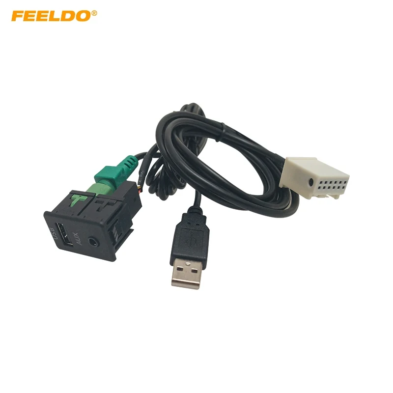 

FEELDO Car Audio AUX USB Switch + Wire Cable Adapter for BMW 3/5 Series E87 E90 E91 E92 X5 X6 AC516 AUX Adapter #HQ7061