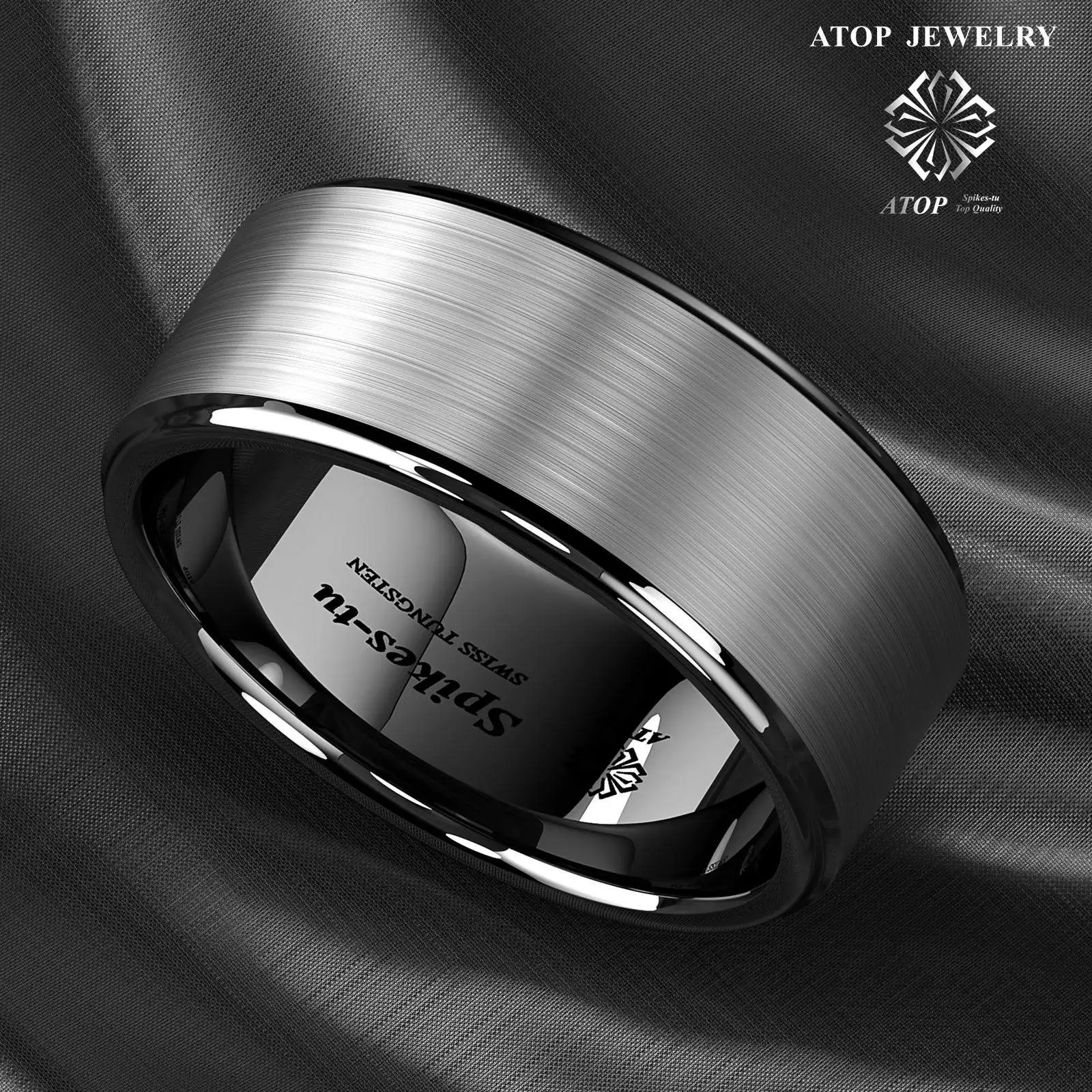 8mm Black Brushed Titanium Color Tungsten ring Men\'s Jewelry Wedding Band Ring  Free Shipping