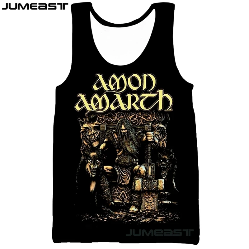 Jumeast-camisetas sin mangas para hombre y mujer, chaleco con estampado 3D Amon Amarth, ropa de calle creativa de gran tamaño, camisetas sin mangas