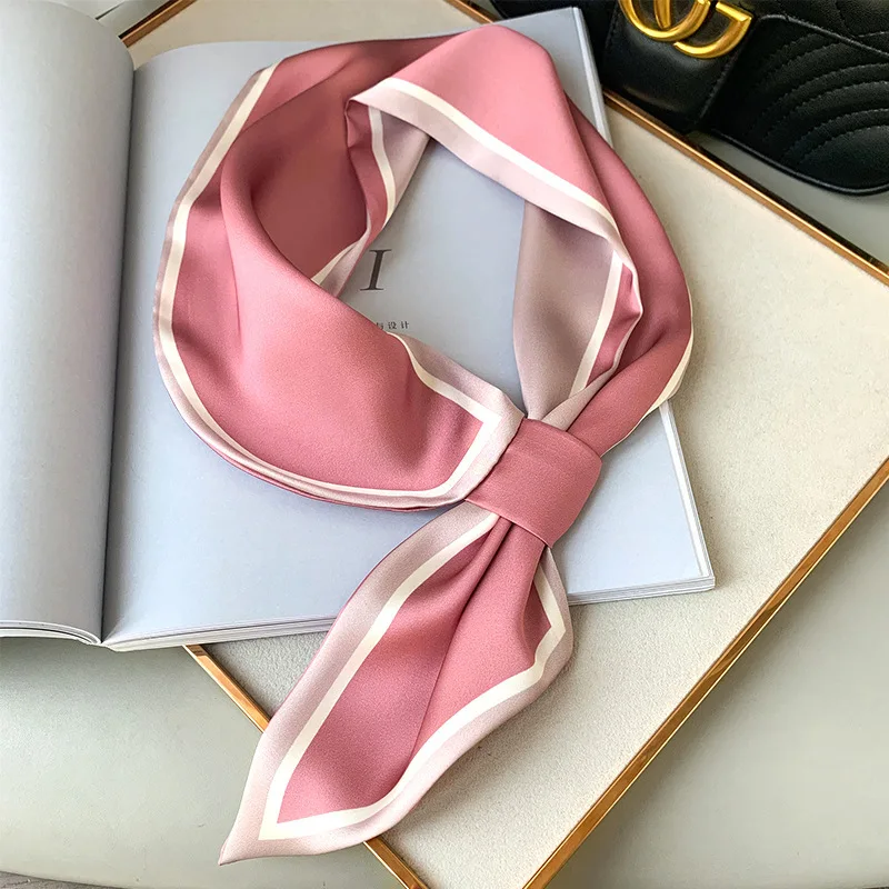 2024 New Pashmina Silk Scarf Foulard Neckerchief Bandana Luxury Brand Female Hair Scarves Shawl Wraps Headband Hijab Cachecol