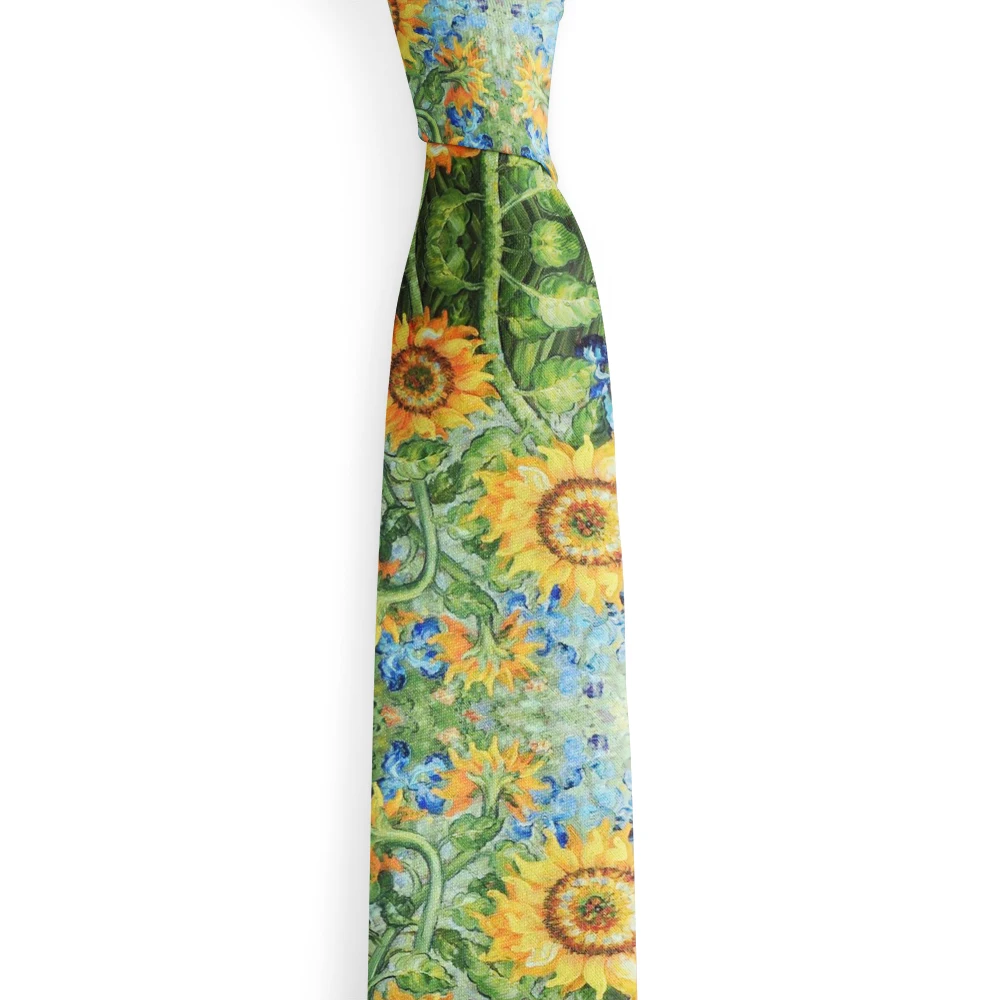 Van Gogh peinture à l'huile rétro aught hommes et femmes, 8cm de large, polyester tournesol, ktie de la présidence, décontracté, fête de mariage, chemise imbibée, accessoires, nouveau