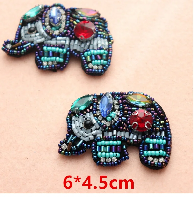 Handmade beaded cloth stickers colored elephant decoration stickers DIY clothes, shoes and bags decoration accessories