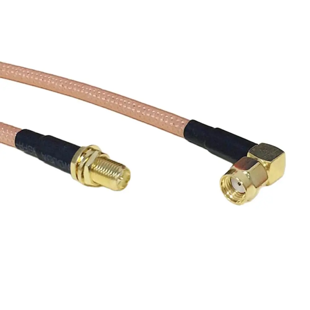 WIFI Antenna Cable RP-SMA Right Angle Male Plug To RP-SMA  Female Jack RF Cable Adapter RG142 50CM 20