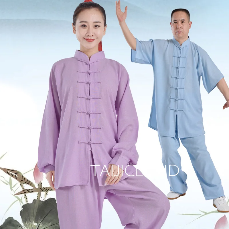 Tai Chi Cotton Clothing for Female and Male, Kung Fu Lun, Summer Practice, Chinese Style, Old Performance, Martial Arts