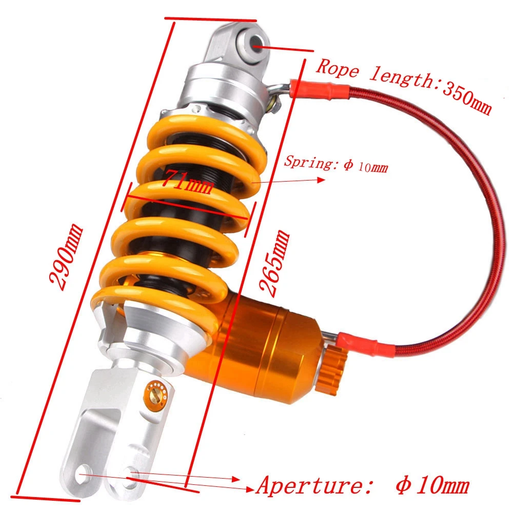 265mm Universal Motorcycle Dual Damping Adjust Rear Shock Absorber For Yamaha VIXION R155 YZF-R15 Honda CBT125 Suzuki GSX-R/S150