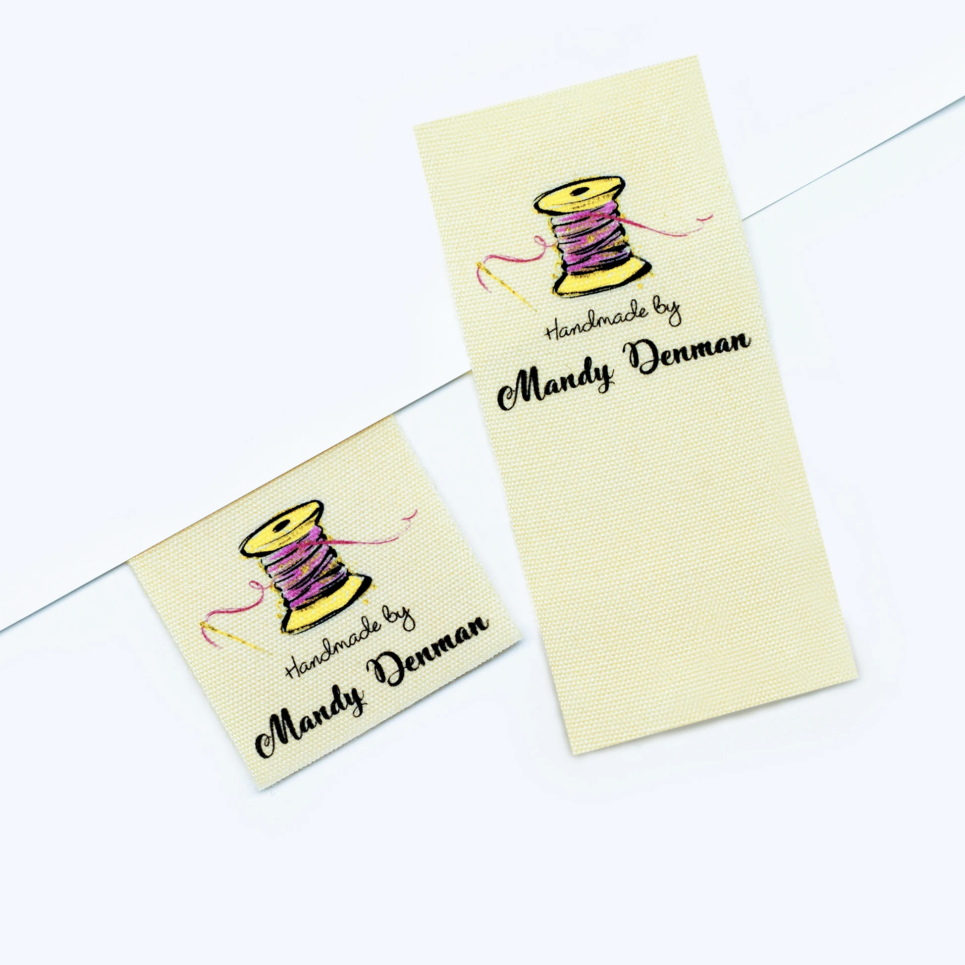 Sewing labels / Custom brand labels, Clothing Labels, Sewing Machine, Fabric 100% cotton,  Custom text (FR132)