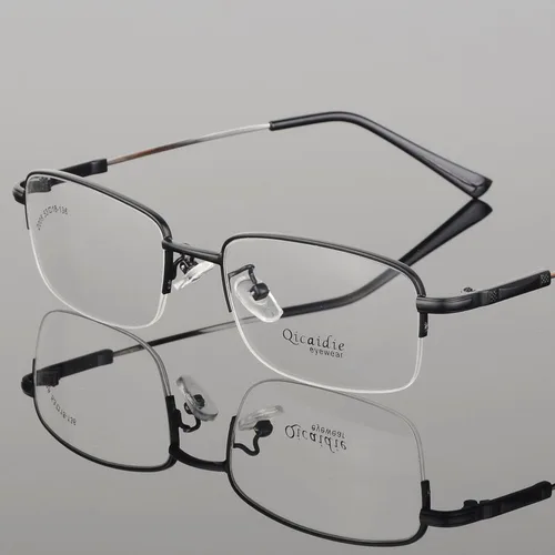 Imagen 2 del producto BCLEAR-Gafas de aleación de memoria para hombre, montura a la moda, media montura, Vintage, transparente, 2019