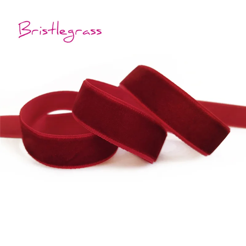 BRISTLEGRAS 5 Yard 6mm 10mm 15mm 19mm 25mm Soft Solid Velvet Ribbon Flower Bowtie Wedding Party Christmas Decoration Dress Carft