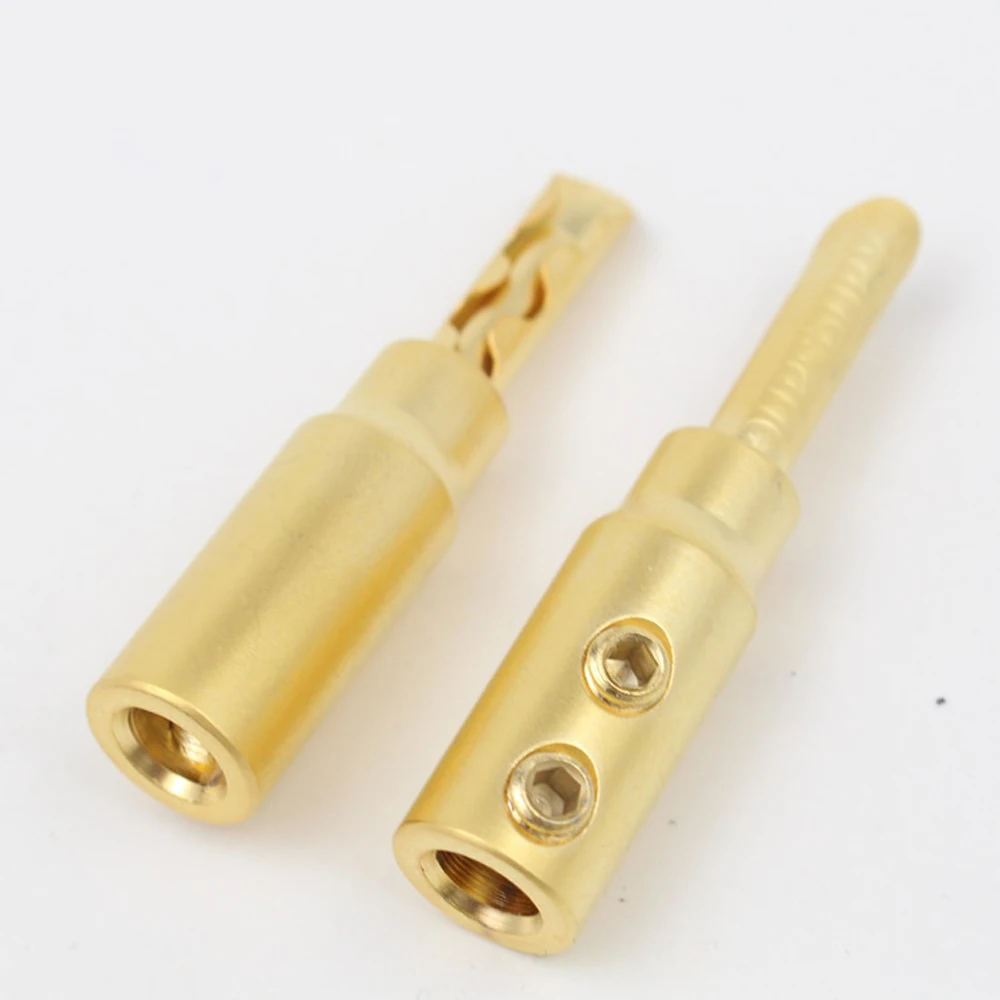 

4pcs Hifi Frosted Gold Plated Copper BFA 4mm Male Speaker Connector Banana Plug