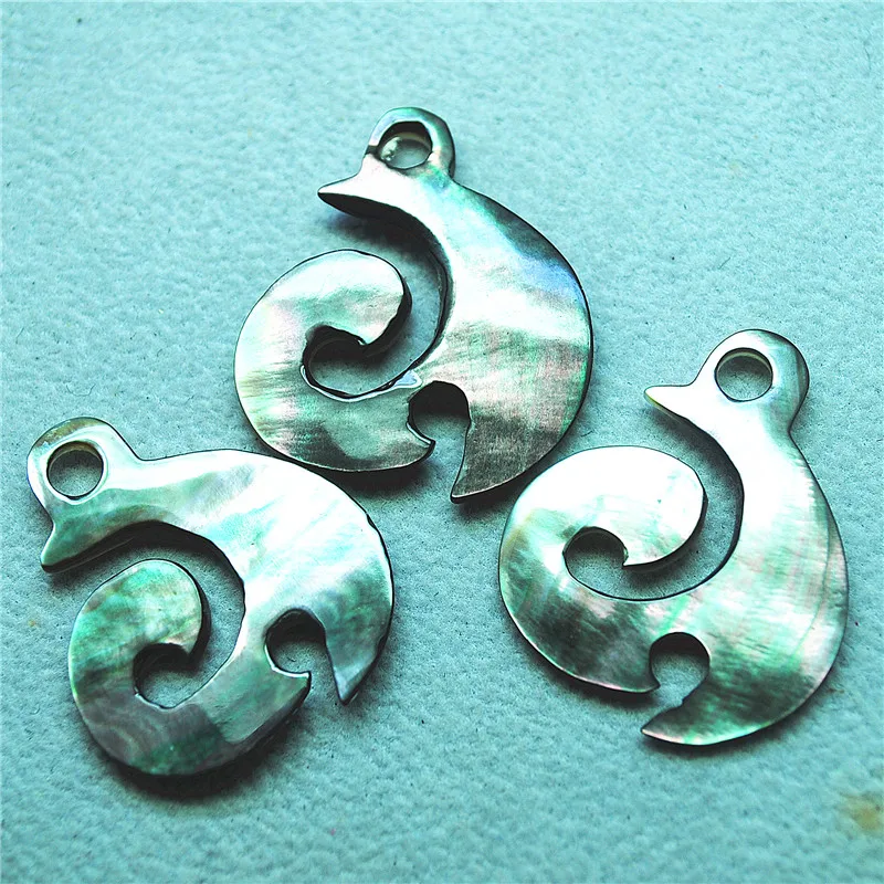 3PCS Nature Black Lip Shell Pendants For Women Earring Making Accessories Size 35x28MM Mother Of Pearl Beads Findings Free Ships
