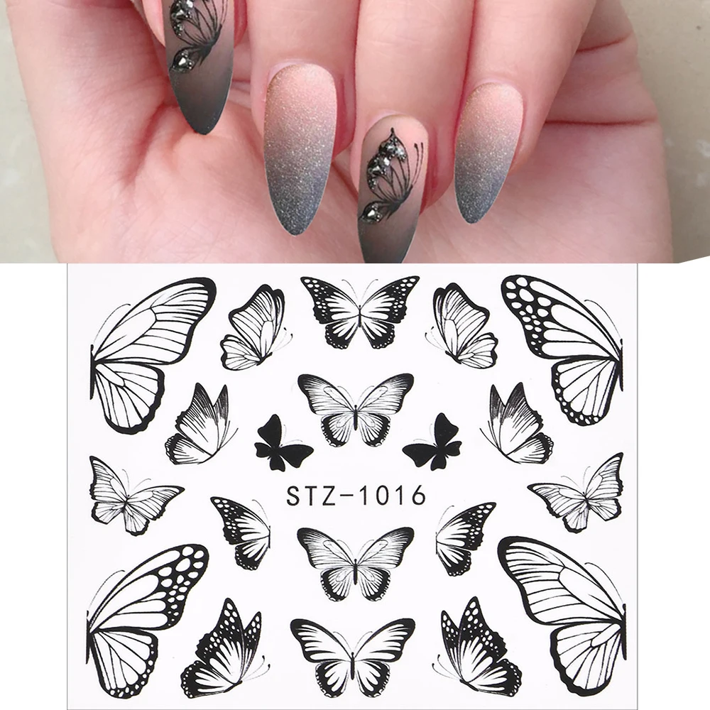 3D Watercolor Butterflies Sliders Nail Art Water Transfer Decal Sticker Blue Valentine's Day Nail Decoration Tattoo Manicure