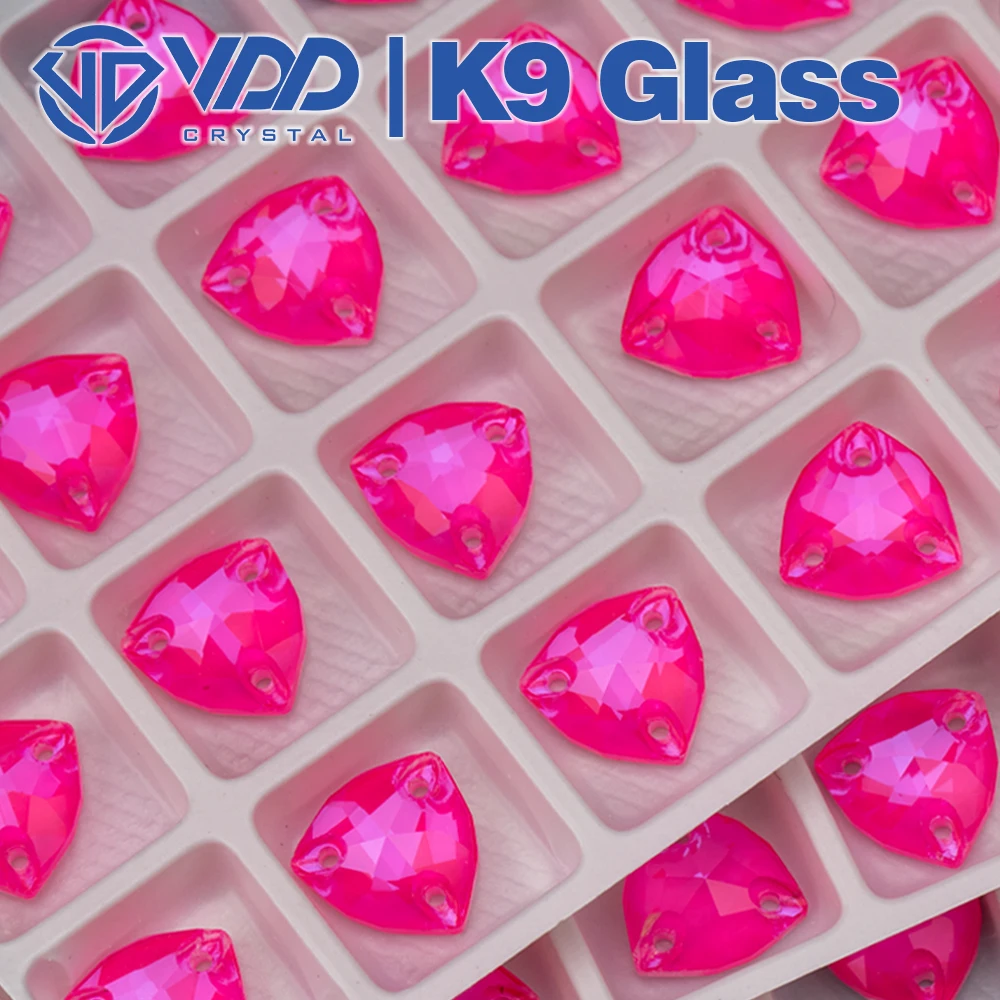 VDD 12x12mm Trilliant AAAAA K9 Neon Rose Glass cucire su strass cucire pietre di cristallo trasparente Flatback per accessori di abbigliamento