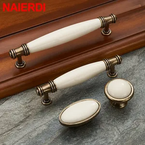 Cáp bằng đồng Naierdi-Antique, Hợp kim kẽm, Gốm sứ, Trắng, ngăn kéo của người gác cửa, Tủ quần áo, Nóng nếm, Đồ nội thất phần cứng châu Âu 7 Tay cầm cửa trắng bán hàng chính - №4