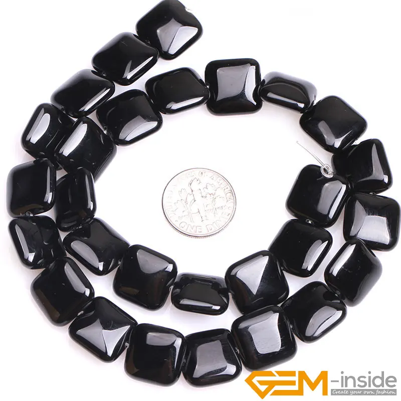 Natural Stone Black Agates Square Rectangle Beads For Jewelry Making Strand 15 Inch DIY Fashion Bracelet Earring Jewelry