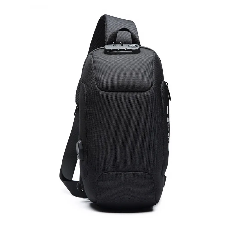 Bolso de pecho antirrobo con usb para hombre, bolsa de hombro informal, bolsa de mensajero impermeable, bolsa de viaje de corta distancia, novedad de 2020